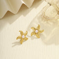 Gold Tone Flower Heart and Pearl Look Stud Earring Collection view 9