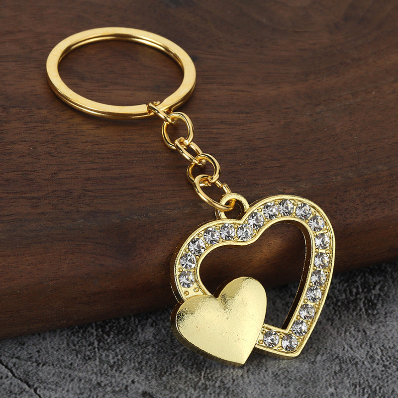 Rhinestone Heart Zinc Alloy Keychain Car Hanging Accessory Gift