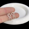 Gold Hollow Circle Square Rhinestone Geometric Drop Earrings view 4