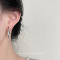 Silver Tone Leaf Cluster Chain Tassel Stud Earrings For Women view 2