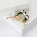 Owl Trio Branch Brooch With Decorative Crystal And Enamel Details view 3