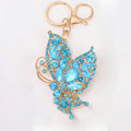 Rhinestone Butterfly Keychain Gold Clasp Multicolor Blue Pink view 4
