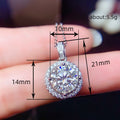 White Gold Round Halo Clear Stone Pendant Necklace Alloy view 4