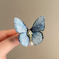 Butterfly Alligator Hair Clip With Pearl Like Drop In Four Colors view 9