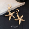 Textured Starfish Drop Earrings in Polished Statement Design view 3