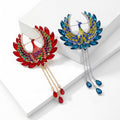 Enamel Phoenix Tassel Brooch in Detailed Metal for Jackets and Scarves view 2