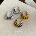 Gold Tone Leopard Print Wide Huggie Earrings Jewelry view 3