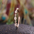 Marquise And Round Stone Half-Eternity Slim Rings In Three Tones view 2