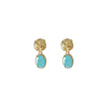 Gold Rose Stud Blue Ice Crystal Oval Drop Earrings Pair view 5