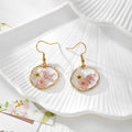 Gold Tone Pressed Flower Geometric Drop Earrings in Seven Shapes view 2