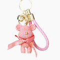 Faux Knit Bear Keychains in White Pink Black and Brown with Wrist Straps view 5