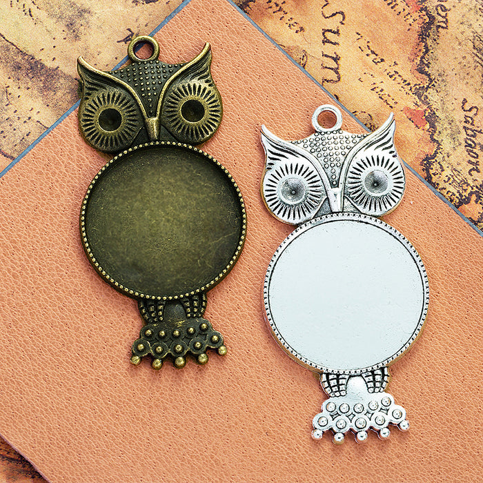 25mm Vintage Owl Cabochon Pendant Tray Base
