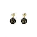 Gold Tone Dragon Character Drop Earrings Red Black Enamel view 5