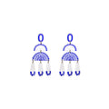 Blue White Porcelain Acrylic Geometric Chandelier Drop Earrings view 5