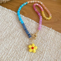 Colorful Beaded Flower Pendant Necklaces Statement Jewelry view 7