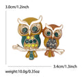 Gold Tone Enamel Twin Owl Rhinestone Branch Brooch view 6