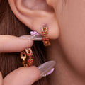 Gold Square Link Zircon Mini Huggie Earrings Colors view 2