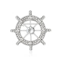 Crystal Ship Wheel Brooch With Open Spokes and Metal Rim view 2