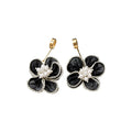 Fabric Flower Drop Earrings in Black and White Colorways view 5