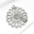 Openwork Sunflower Brooch in Gold or Silver Tone Metal view 3