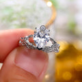 Silver Hands Holding Heart Cubic Zirconia Ring Alloy view 2