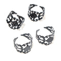Black Openwork Floral Small Round Adjustable Ring Base view 4