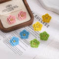 Four Color Layered Petal Flower Statement Stud Earrings view 1