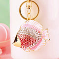 Jeweled Tropical Fish Keychains in Pink, Blue and Purple view 2