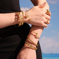 Stainless Steel Chain Link Hinge Bangle With Zircon Accents view 2
