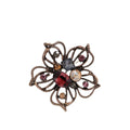 Red Silver Tone Flower Crystal Metal Brooch Pin 5 cm view 5