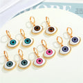 Gold Tone Eyeball Huggie Drop Earrings in Five Iris Colors view 1