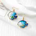 Gold Tone Ocean Animal Pressed Flower Drop Earrings in Fifteen Designs view 12