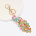 Rhinestone Peacock Bird Keychain Gold Tone Clasp Ring view 7