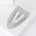 Rectangular Crystal Bar Brooch With Layered Chain Fringe view 5