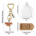 Ballerina Keychain Gold Heart Clasp Pearl Coral Tutu Charm view 2