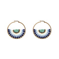 Gold Beaded Fan Hoop Earrings Multicolor Seed Beads view 5