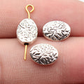 10x8x3mm 0.78g Antique Silver Zinc Alloy Branch Texture Oval Flat Spacer Beads for Bracelet Making
