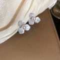 Flower Pearl Long Chain Ear Clips in Three Metallic Styles view 7