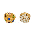 Oversized Pearl and Gemstone Cluster Rings in Two Gold Tone Designs view 5