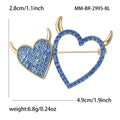 Double Devil Heart Crystal Brooch in Three Bright Colors view 7