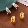 Gold Steel Geometric Teardrop Stud Earrings Heavy Pair view 3