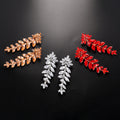 Silver Tone Crystal Leaf Branch Tassel Crystal Three Designs Metal Dangle Earrings view 4