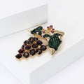 Crystal Grape Cluster Brooch with Green Leaves in Four Colors view 3