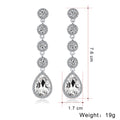 Silver Tone Crystal Circle Chain Crystal Metal Dangle Earrings view 2