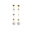 Rose And Heart Stud Pearl Drop Earrings Mixed Chips view 7
