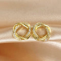 Gold Silver Black Intertwined CZ Knot Stud Earrings view 6