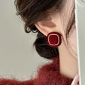 Red Velvet Geometric Stud Earrings in Seven Shapes view 3