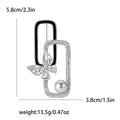 Interlocking Rectangle Brooch with Crystals and Pearl Drop view 6