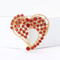 Interlocking Double Heart Crystal Brooch in Red And Gold view 1