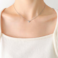 Single Zircon Bezel Pendant Necklace Gold Steel Cable Chain view 7